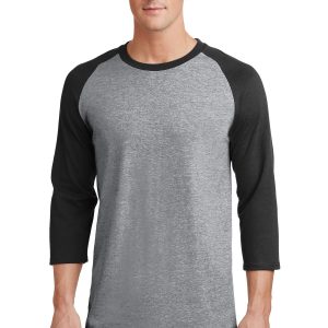 Port & Company Core T-Shirt – Herren, Mischung, Raglan, 3/4-Ärmel