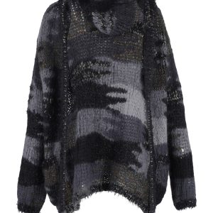 Saint Laurent Strickjacke – mit Kapuze, Camouflage, Muster, Mehrfarbig, Wolle