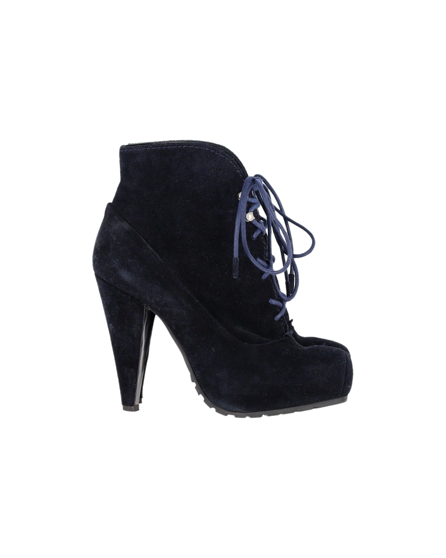 Proenza Schouler Schnürstiefel aus Veloursleder – Marineblau