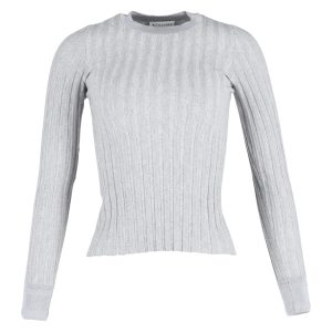 Altuzarra Pullover – figurbetont, gerippt, Langarm, Grau, Wolle