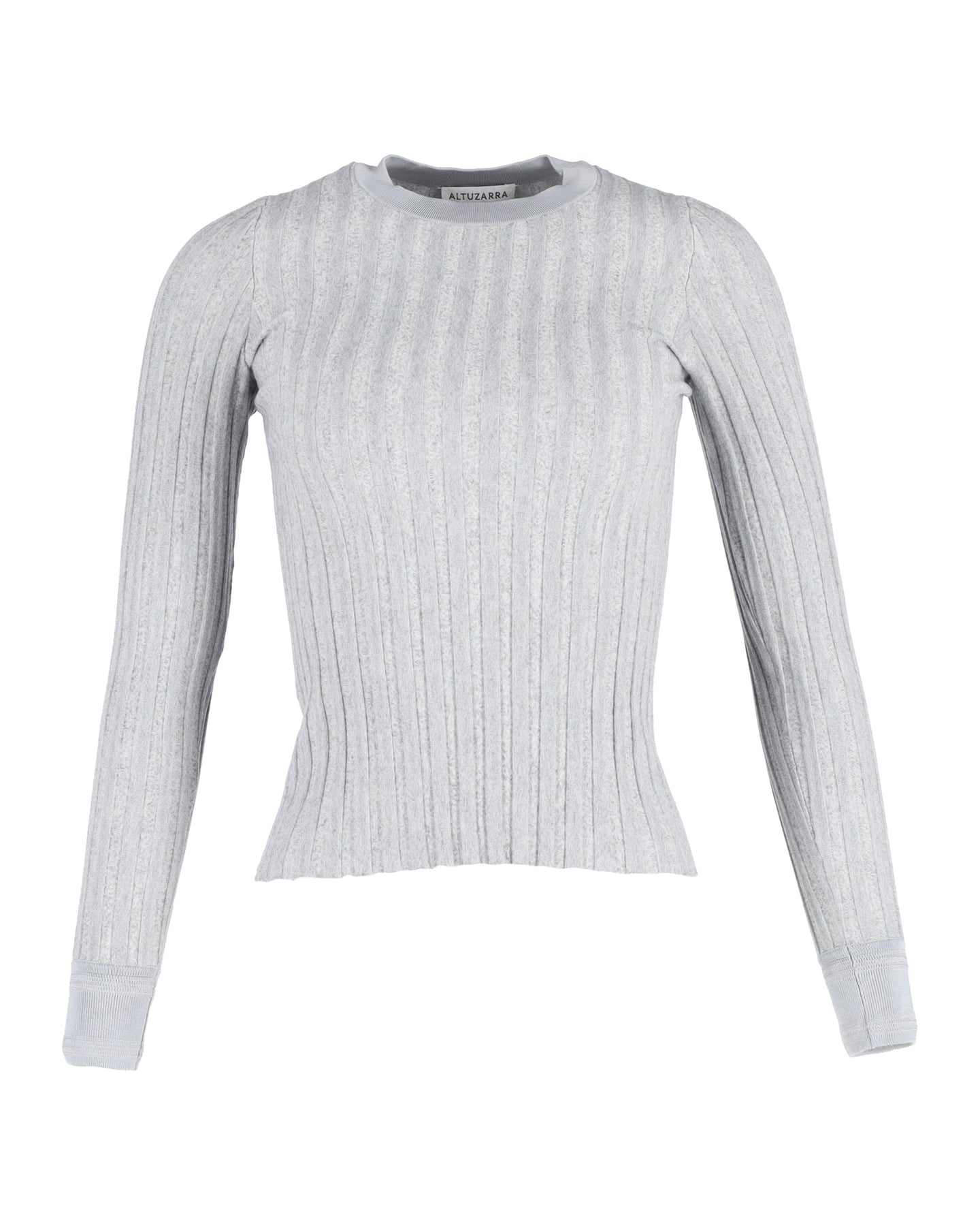 Altuzarra Pullover – figurbetont, gerippt, Langarm, Grau, Wolle