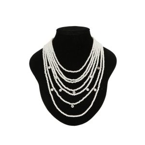 Halskette – mit Perlen, mit Strass, mehrlagig
