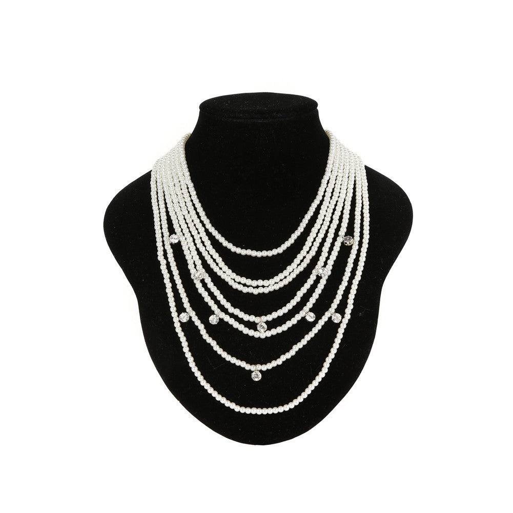 Halskette – mit Perlen, mit Strass, mehrlagig