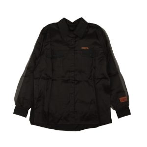 Bluse – Schwarz, zweilagig, mit Knopfleiste