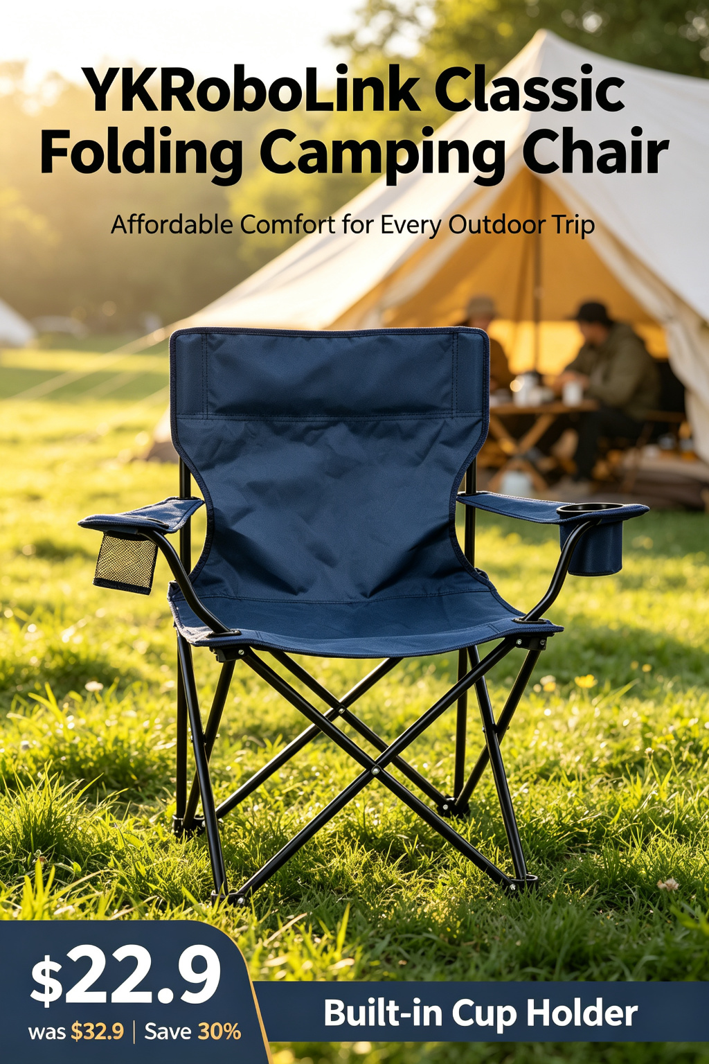 Classic Budget Folding Camping Chair (Armrest with Cup Holder) detail image