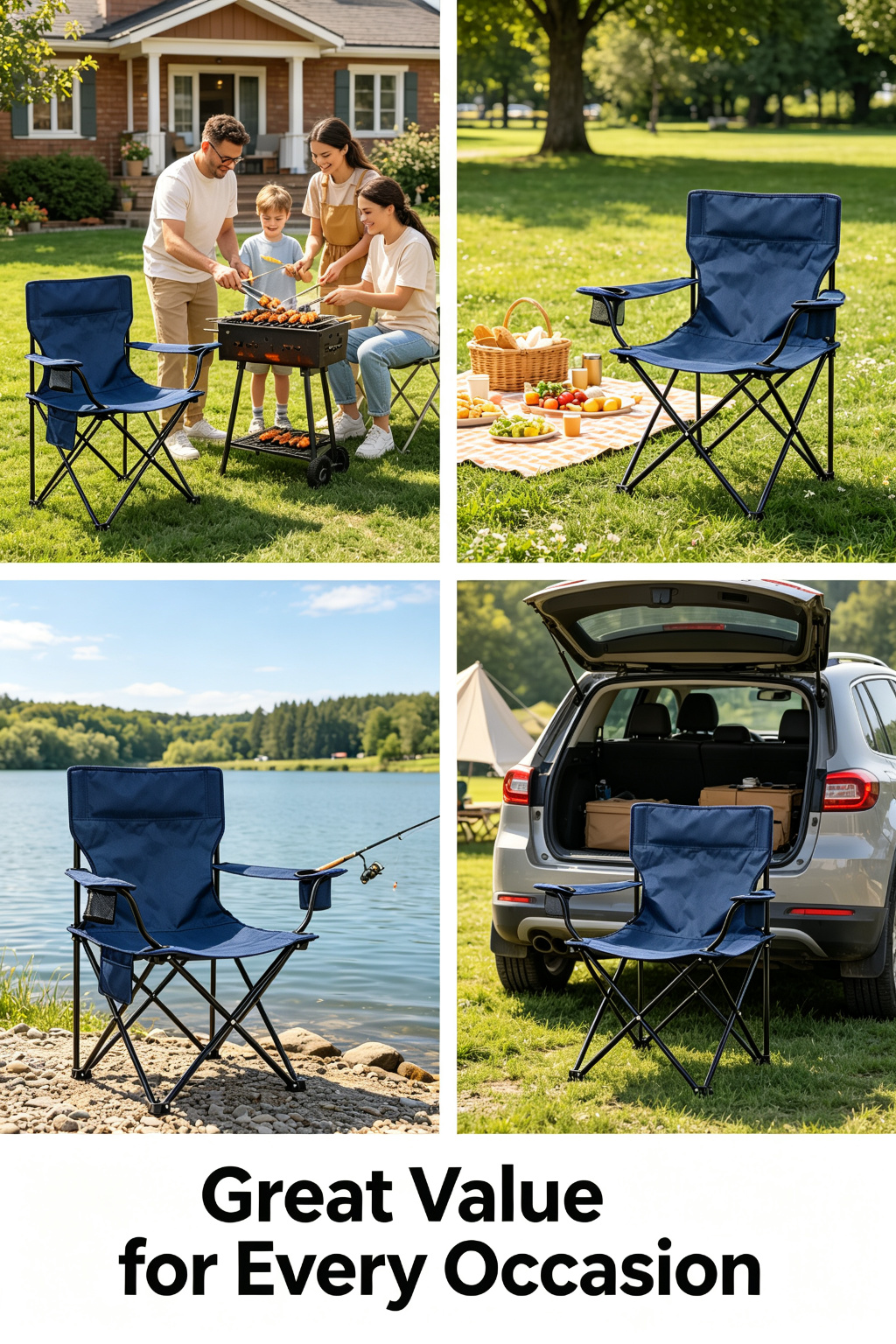 Classic Budget Folding Camping Chair (Armrest with Cup Holder) detail image