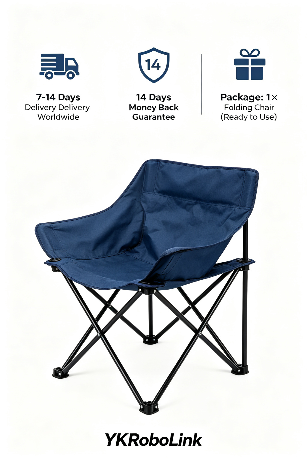 Classic Budget Folding Camping Chair (Armrest with Cup Holder) detail image