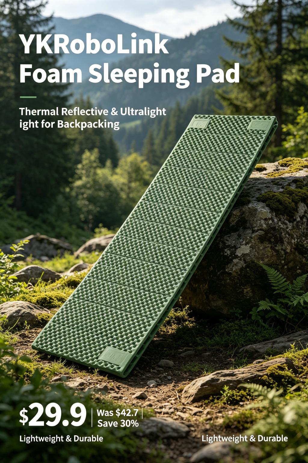 Egg Crate Foam Sleeping Pad with Thermal Reflective Layer detail image