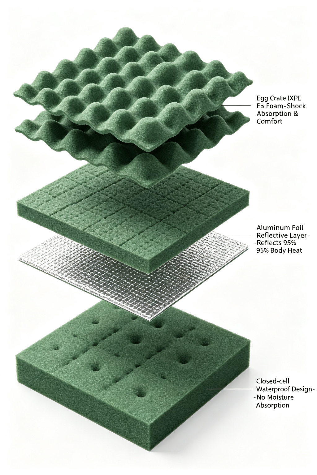 Egg Crate Foam Sleeping Pad with Thermal Reflective Layer detail image