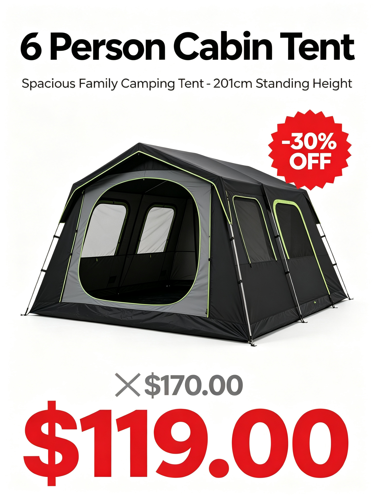 Happy Travel 6 Person Cabin Tent detail image