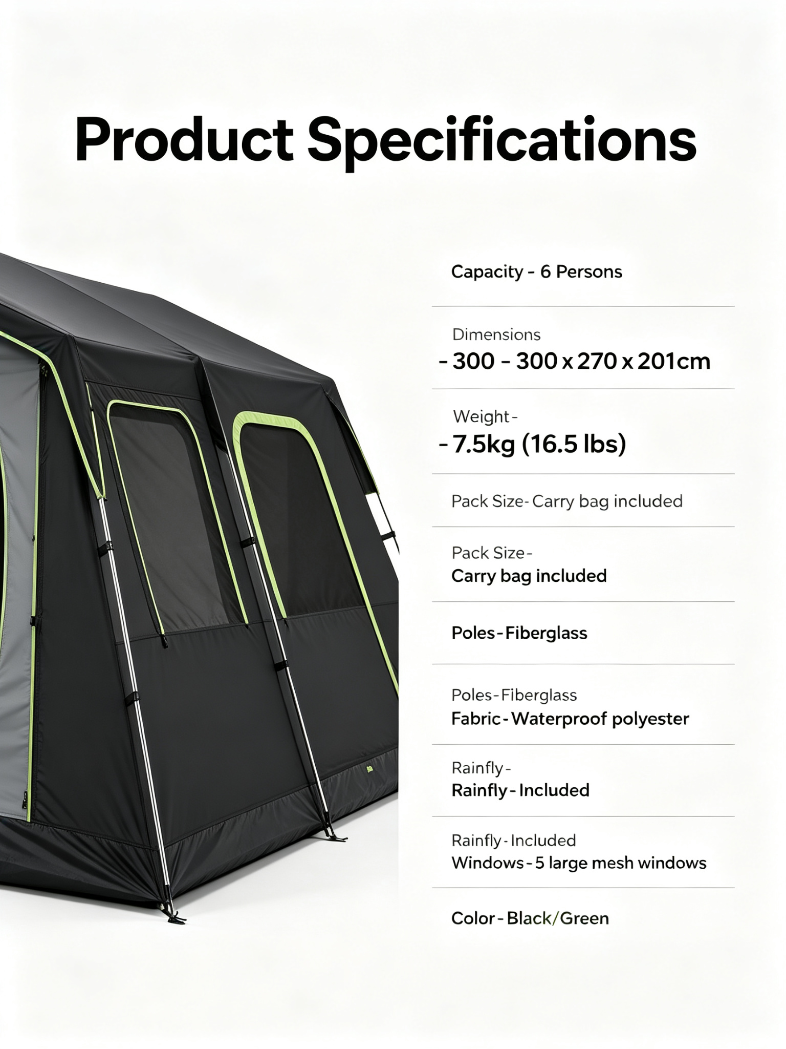 Happy Travel 6 Person Cabin Tent detail image