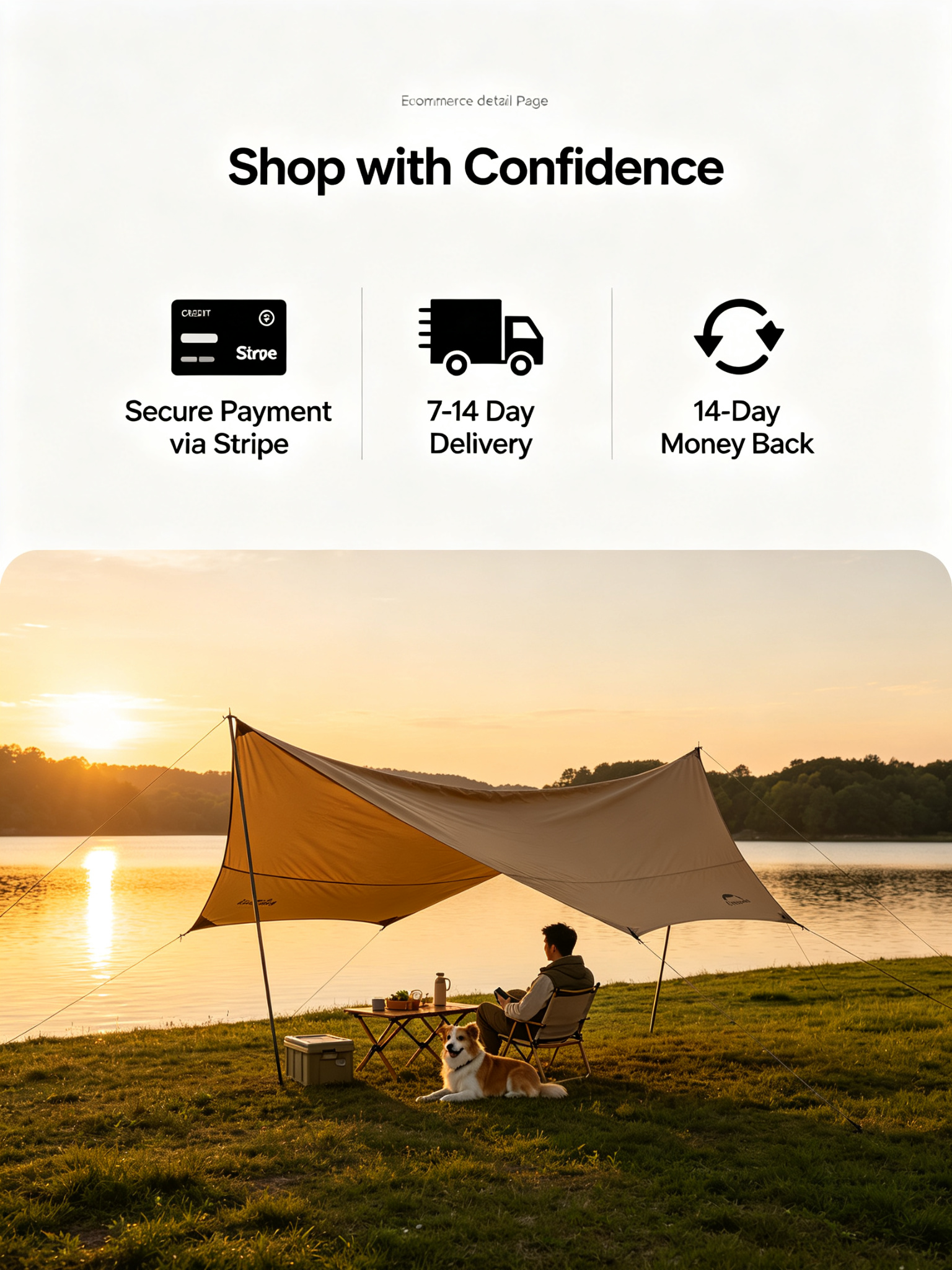 Multifunctional Camping Tarp with 2 Poles detail image