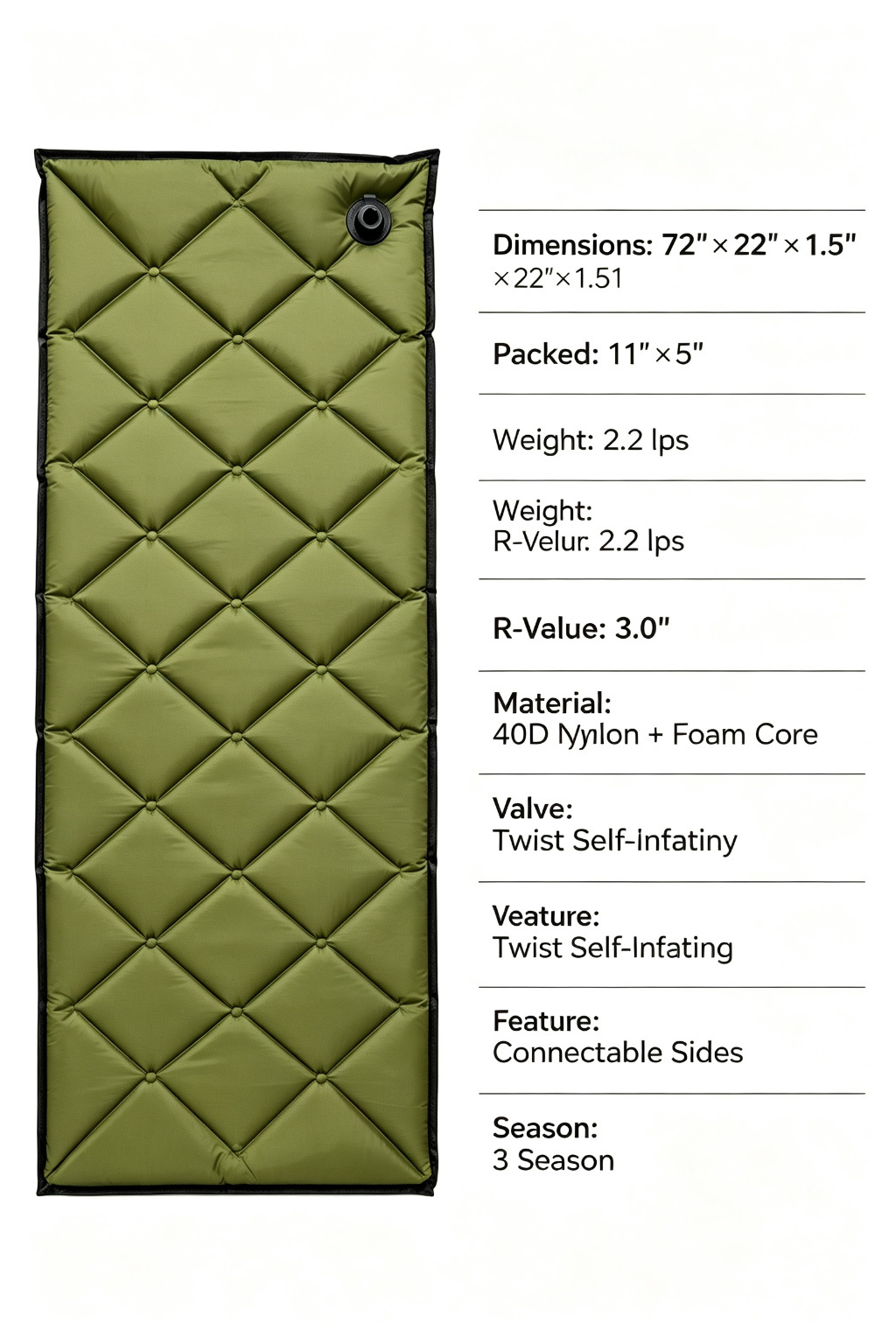 Self-Inflating Foam Sleeping Pad (Lightweight) detail image