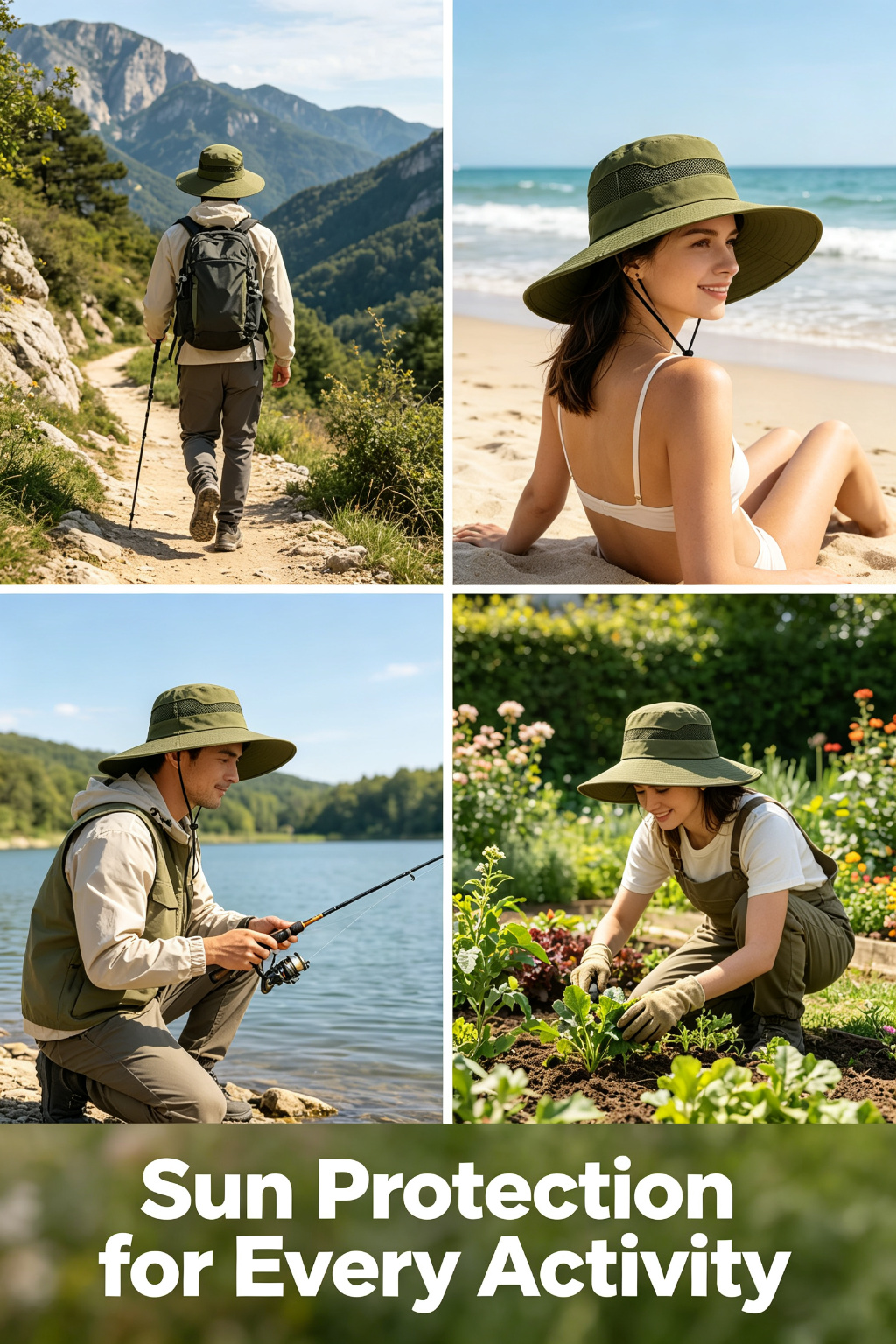 Wide Brim Bucket Sun Hat with Chin Strap detail image
